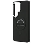 Karlo Lagerfeldo reljefinis žiedas RSG Logo MagSafe dėklas, skirtas Samsung Galaxy S26 Ultra - juodas