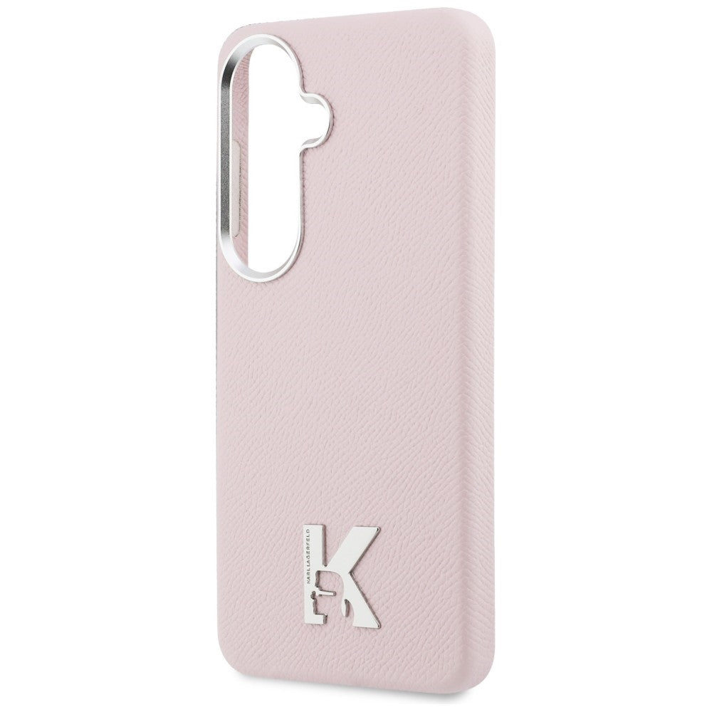 Karl Lagerfeld K metalo logotipas MagSafe dėklas, skirtas Samsung Galaxy S26 - rožinis