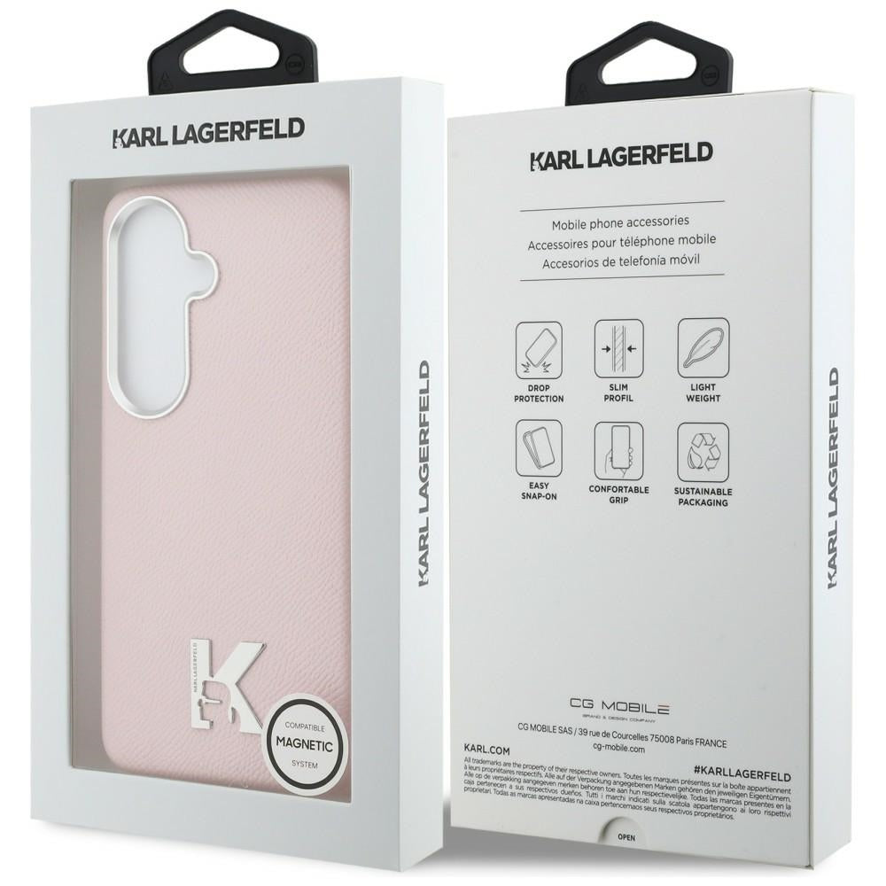 Karl Lagerfeld K metalo logotipas MagSafe dėklas, skirtas Samsung Galaxy S26 - rožinis
