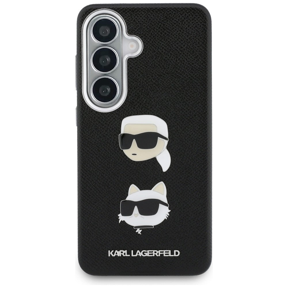 Karl Lagerfeld Saffiano Double Heads Metal dėklas skirtas Samsung Galaxy S26 - juoda