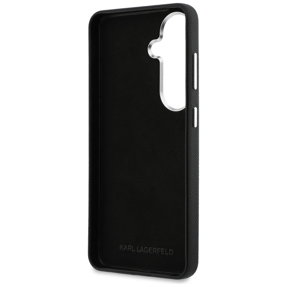 Karl Lagerfeld Saffiano Double Heads Metal dėklas skirtas Samsung Galaxy S26 - juoda