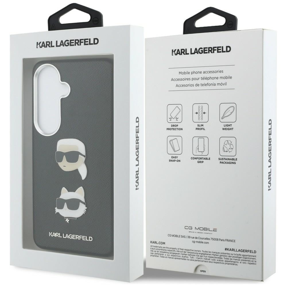 Karl Lagerfeld Saffiano Double Heads Metal dėklas skirtas Samsung Galaxy S26 - juoda