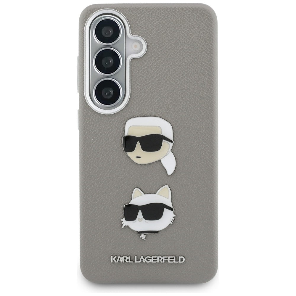Karl Lagerfeld Saffiano Double Heads Metal dėklas skirtas Samsung Galaxy S26 - sidabrinė