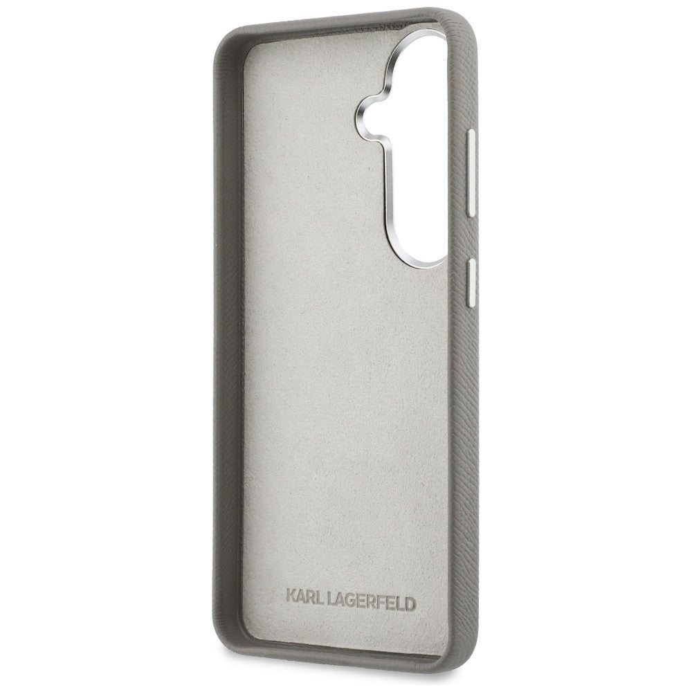 Karl Lagerfeld Saffiano Double Heads Metal dėklas skirtas Samsung Galaxy S26 - sidabrinė