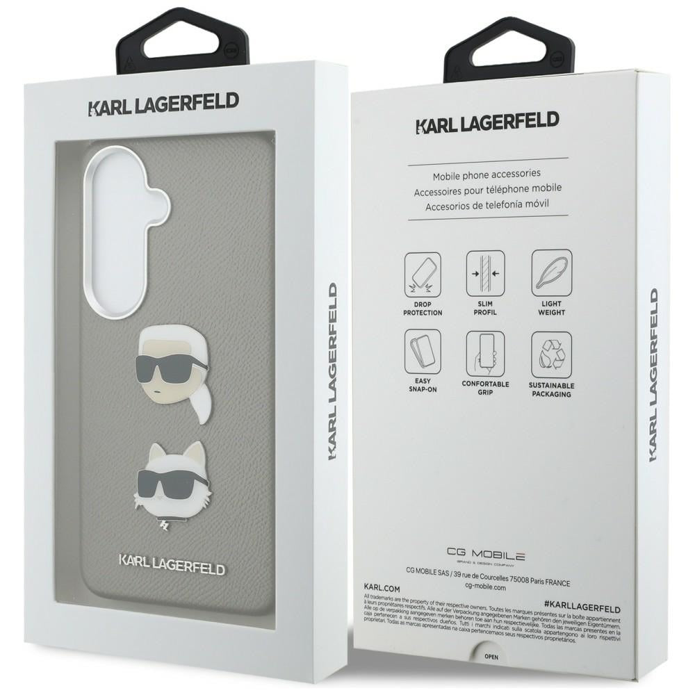 Karl Lagerfeld Saffiano Double Heads Metal dėklas skirtas Samsung Galaxy S26 - sidabrinė
