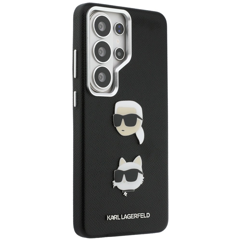 Karl Lagerfeld Saffiano Double Heads Metal dėklas skirtas Samsung Galaxy S26 Ultra - juoda