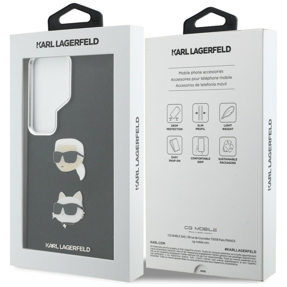 Karl Lagerfeld Saffiano Double Heads Metal dėklas skirtas Samsung Galaxy S26 Ultra - juoda