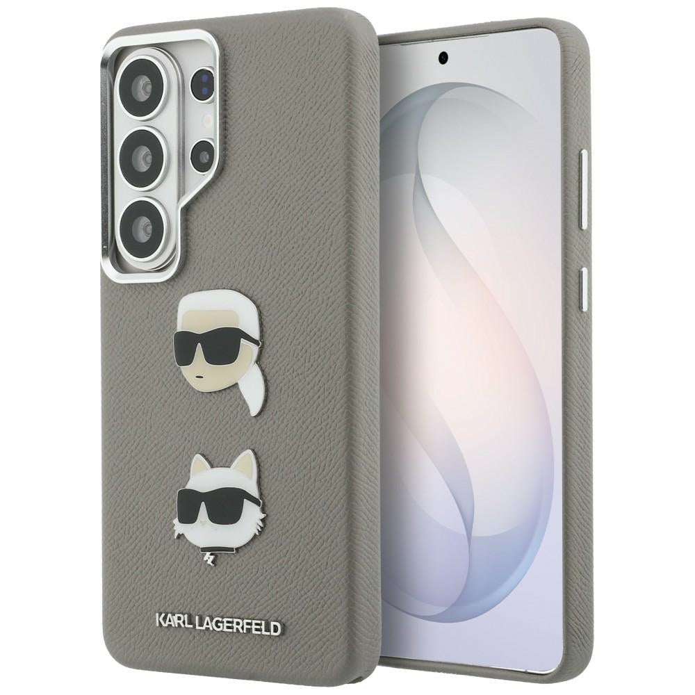 Karl Lagerfeld Saffiano Double Heads Metal dėklas skirtas Samsung Galaxy S26 Ultra - sidabrinė
