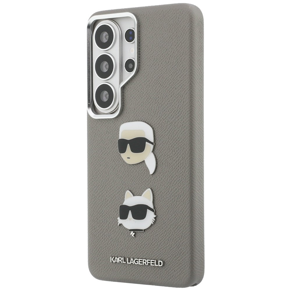 Karl Lagerfeld Saffiano Double Heads Metal dėklas skirtas Samsung Galaxy S26 Ultra - sidabrinė