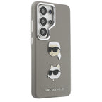 Karl Lagerfeld Saffiano Double Heads Metal dėklas skirtas Samsung Galaxy S26 Ultra - sidabrinė