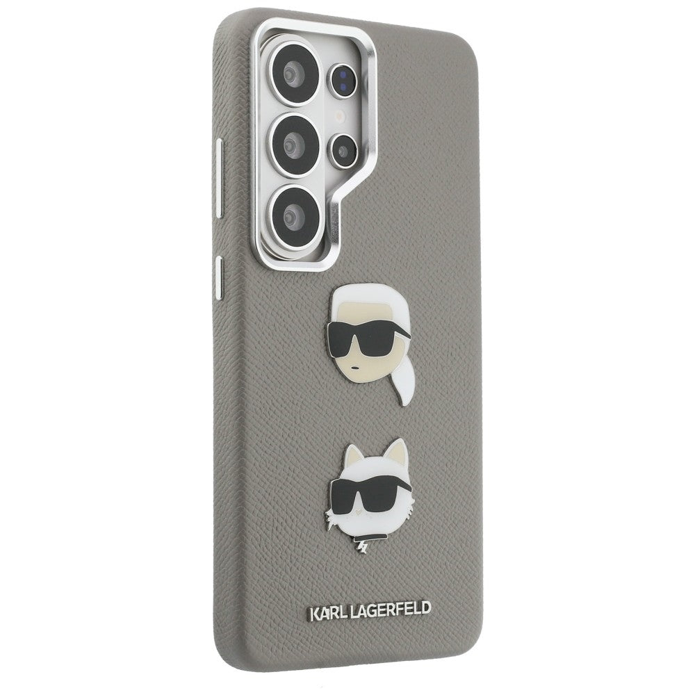 Karl Lagerfeld Saffiano Double Heads Metal dėklas skirtas Samsung Galaxy S26 Ultra - sidabrinė