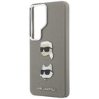 Karl Lagerfeld Saffiano Double Heads Metal dėklas skirtas Samsung Galaxy S26 Ultra - sidabrinė