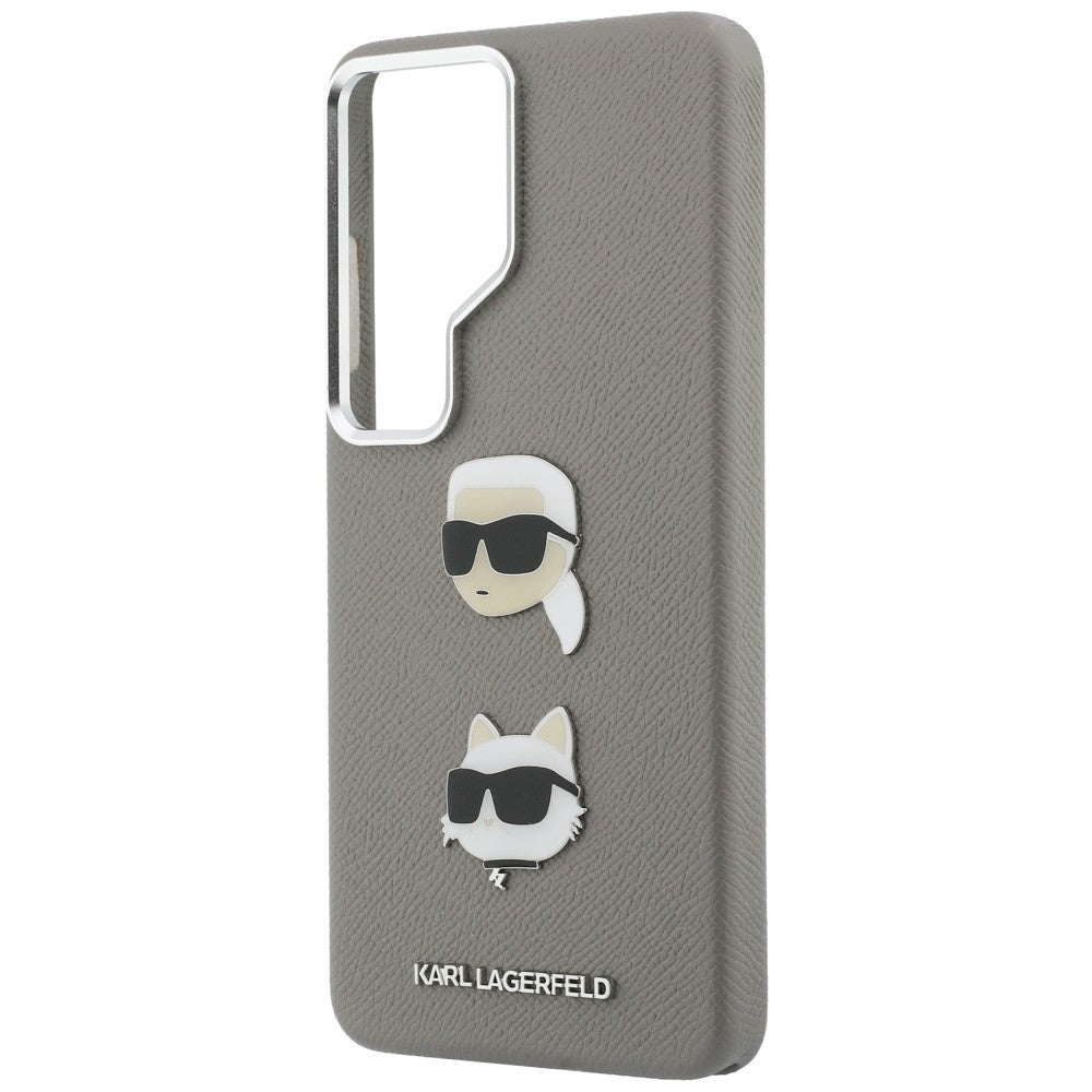 Karl Lagerfeld Saffiano Double Heads Metal dėklas skirtas Samsung Galaxy S26 Ultra - sidabrinė