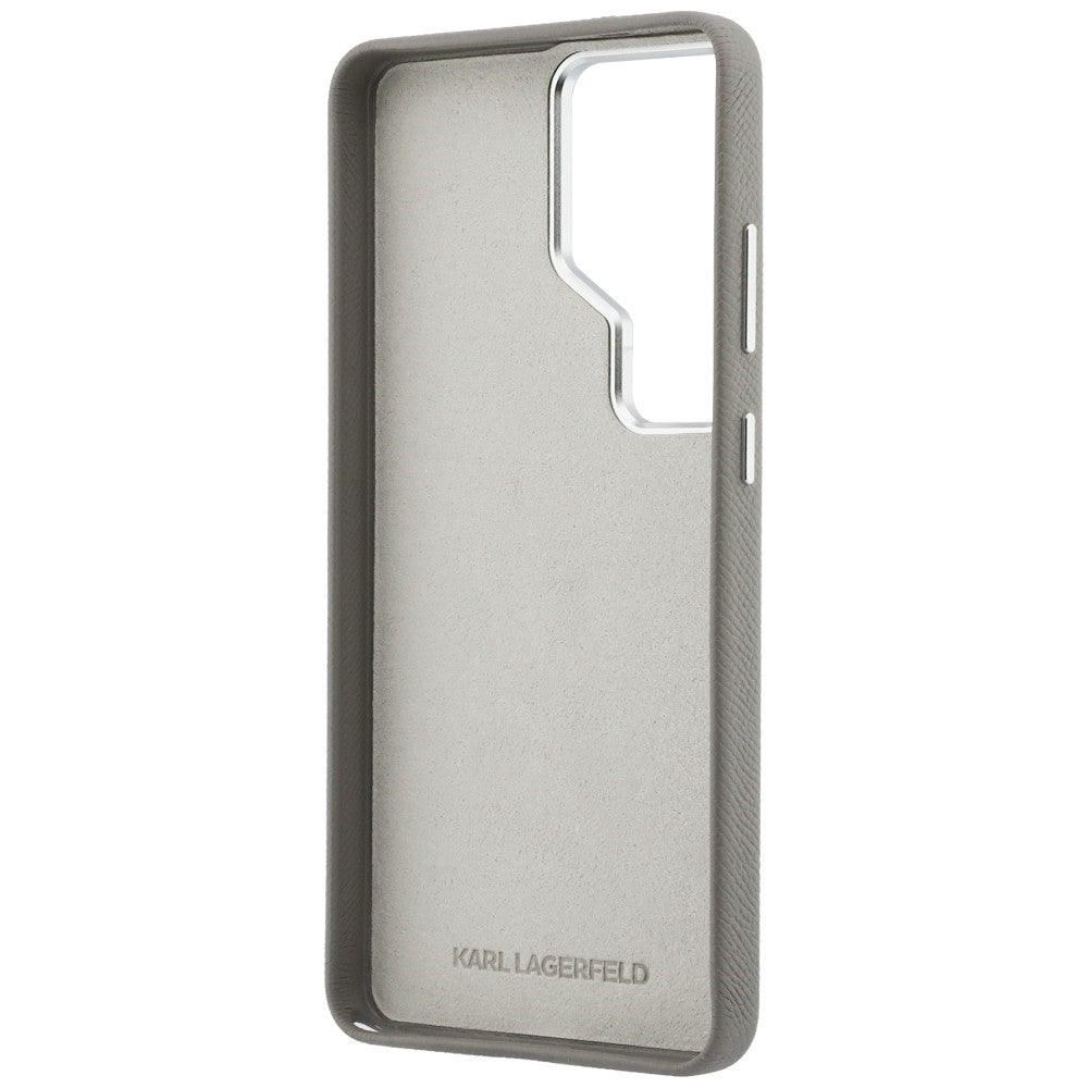 Karl Lagerfeld Saffiano Double Heads Metal dėklas skirtas Samsung Galaxy S26 Ultra - sidabrinė