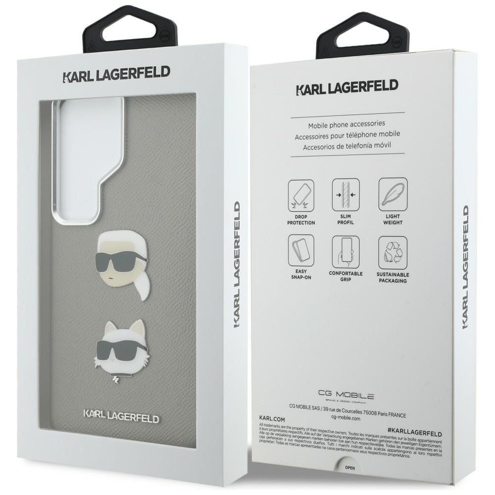 Karl Lagerfeld Saffiano Double Heads Metal dėklas skirtas Samsung Galaxy S26 Ultra - sidabrinė