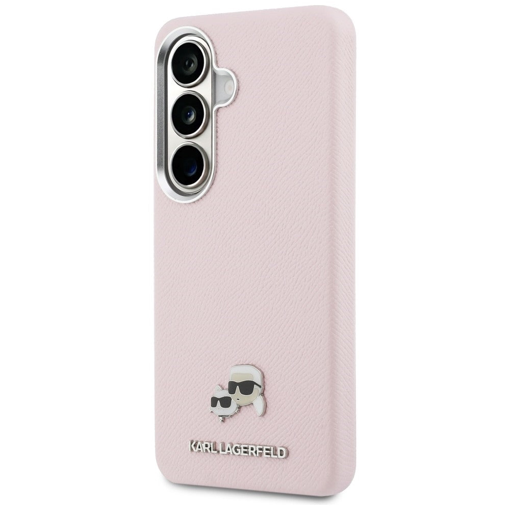 Karl Lagerfeld Saffiano KC Metal Logo MagSafe dėklas skirtas Samsung Galaxy S26 - rožinė
