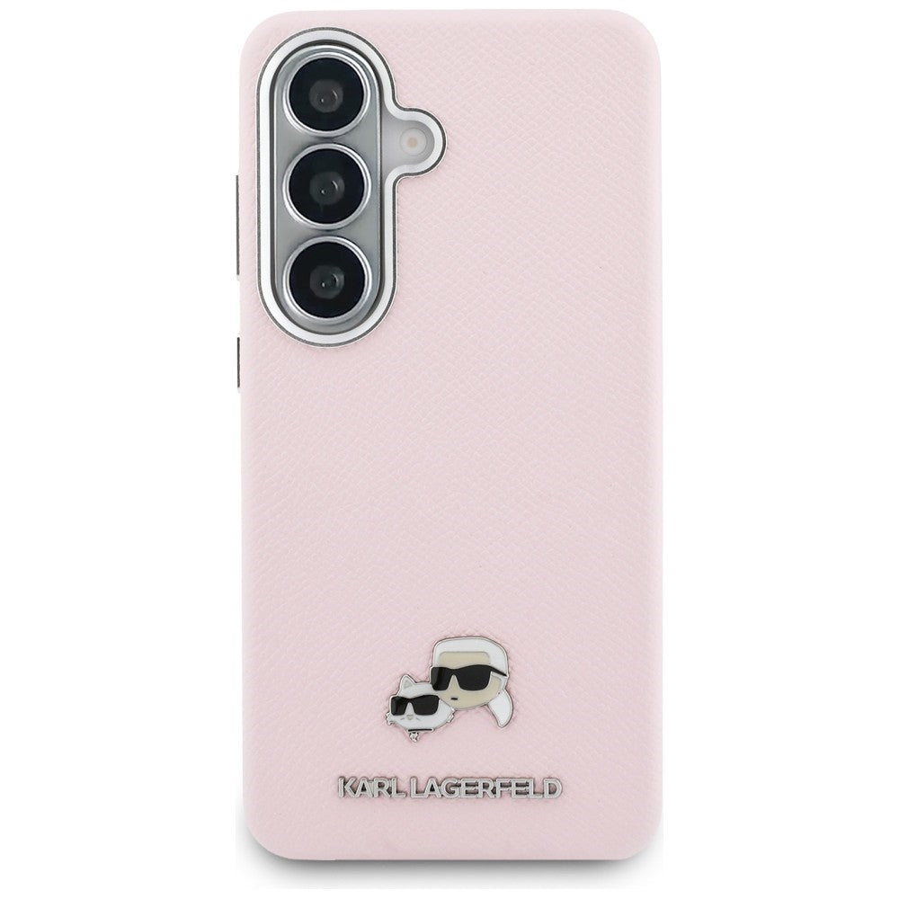 Karl Lagerfeld Saffiano KC Metal Logo MagSafe dėklas skirtas Samsung Galaxy S26 - rožinė