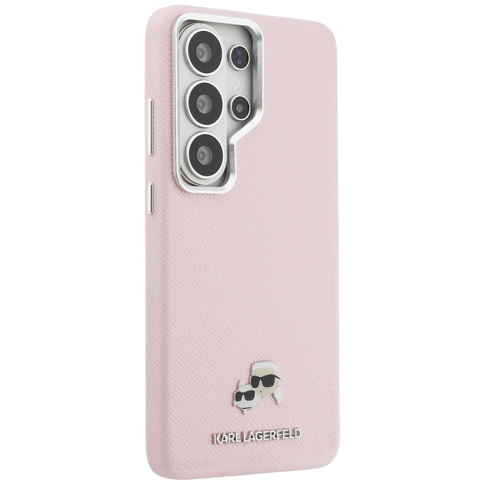 Karl Lagerfeld Saffiano KC Metal Logo MagSafe dėklas skirtas Samsung Galaxy S26 Ultra - rožinė