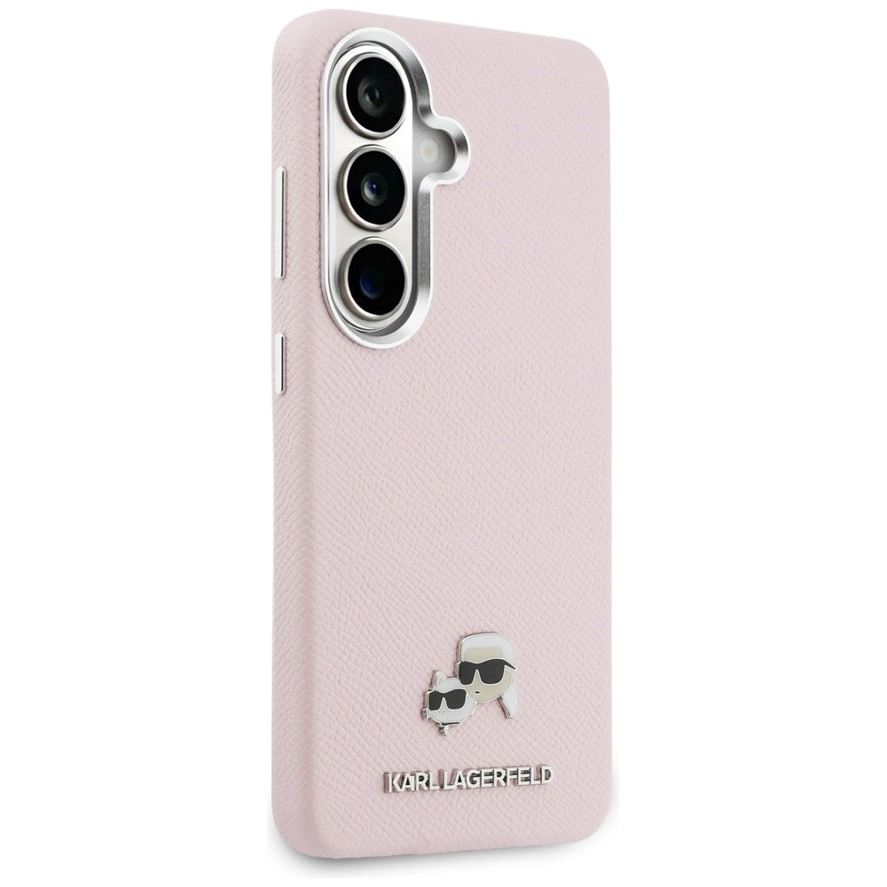 Karl Lagerfeld Saffiano KC Metal Logo MagSafe dėklas skirtas Samsung Galaxy S26+ - rožinė