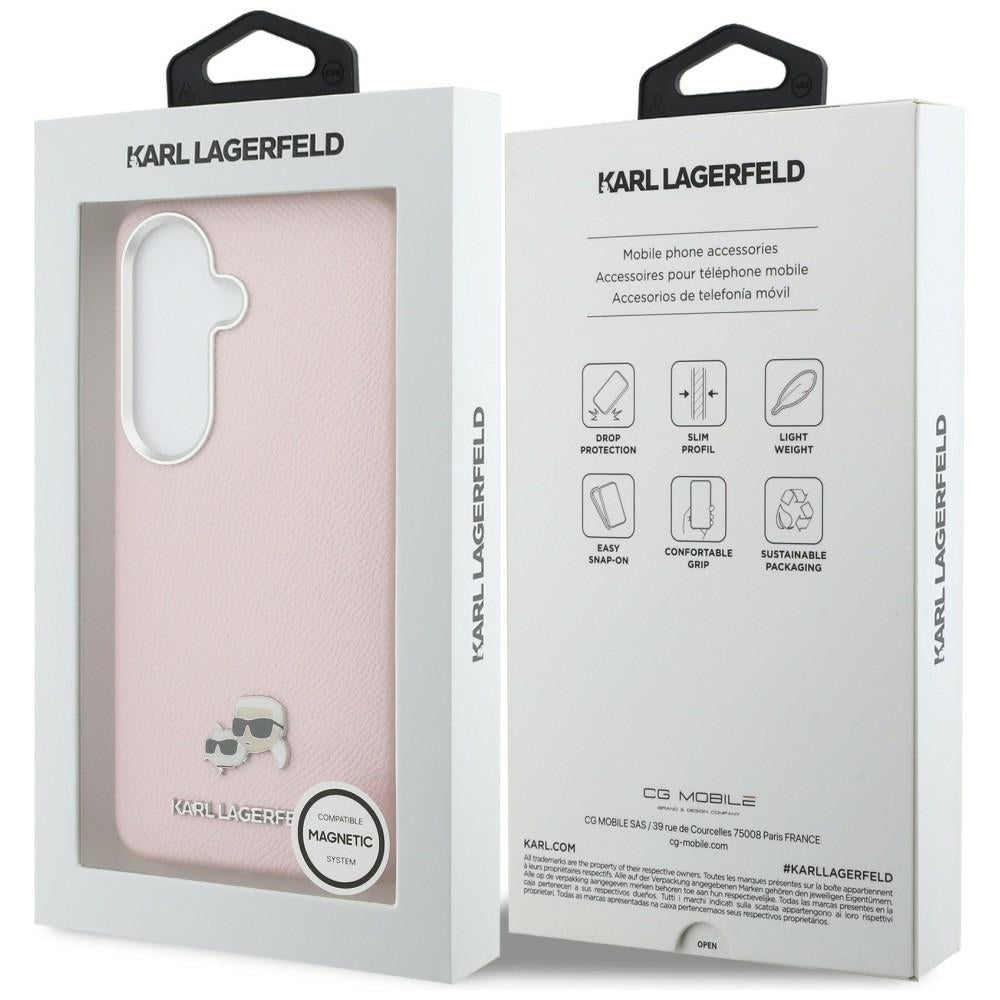 Karl Lagerfeld Saffiano KC Metal Logo MagSafe dėklas skirtas Samsung Galaxy S26+ - rožinė