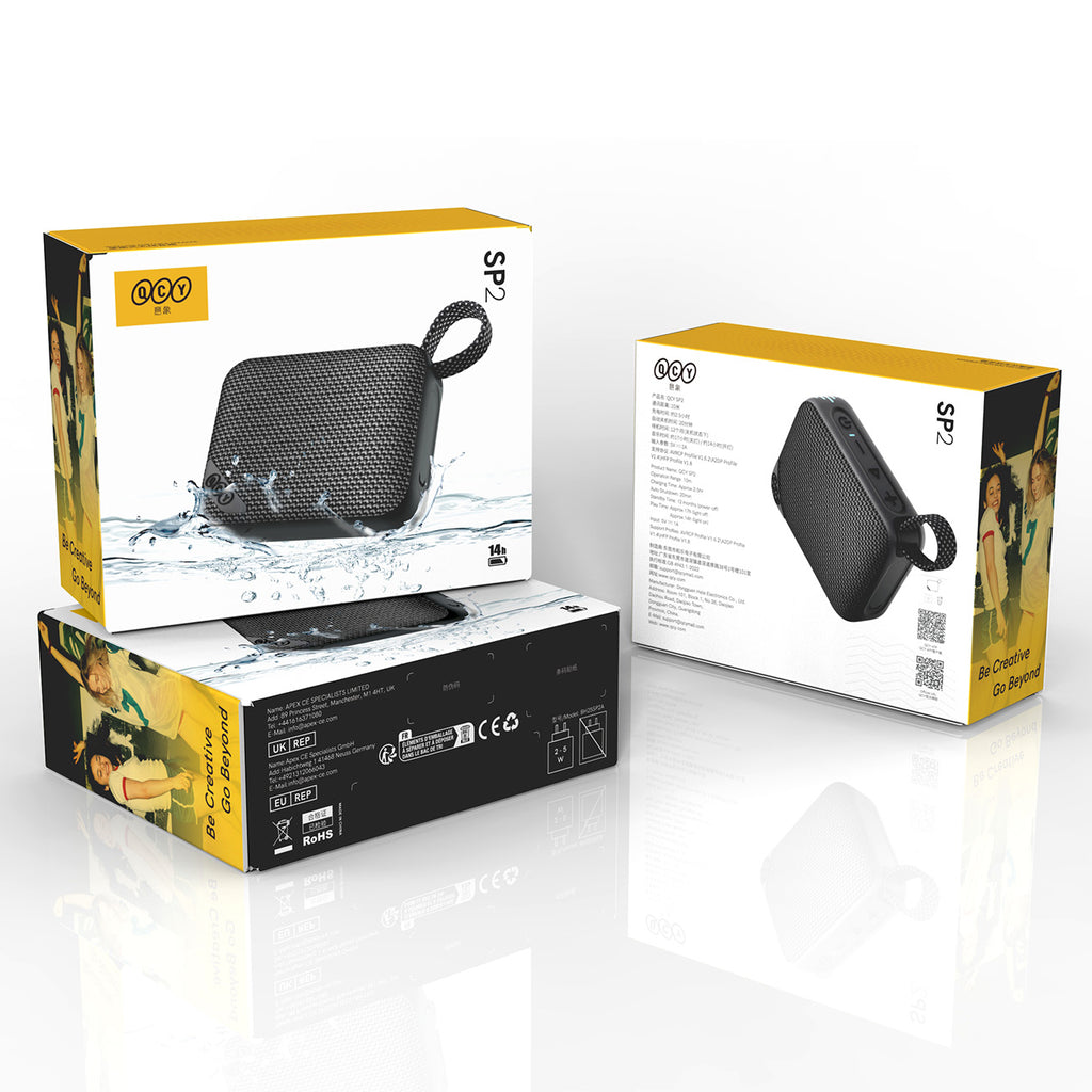 QCY SP2 IP67 Bluetooth garsiakalbis su RGB apšvietimu ir stereo režimu – juodas -- Bluetooth Speakers