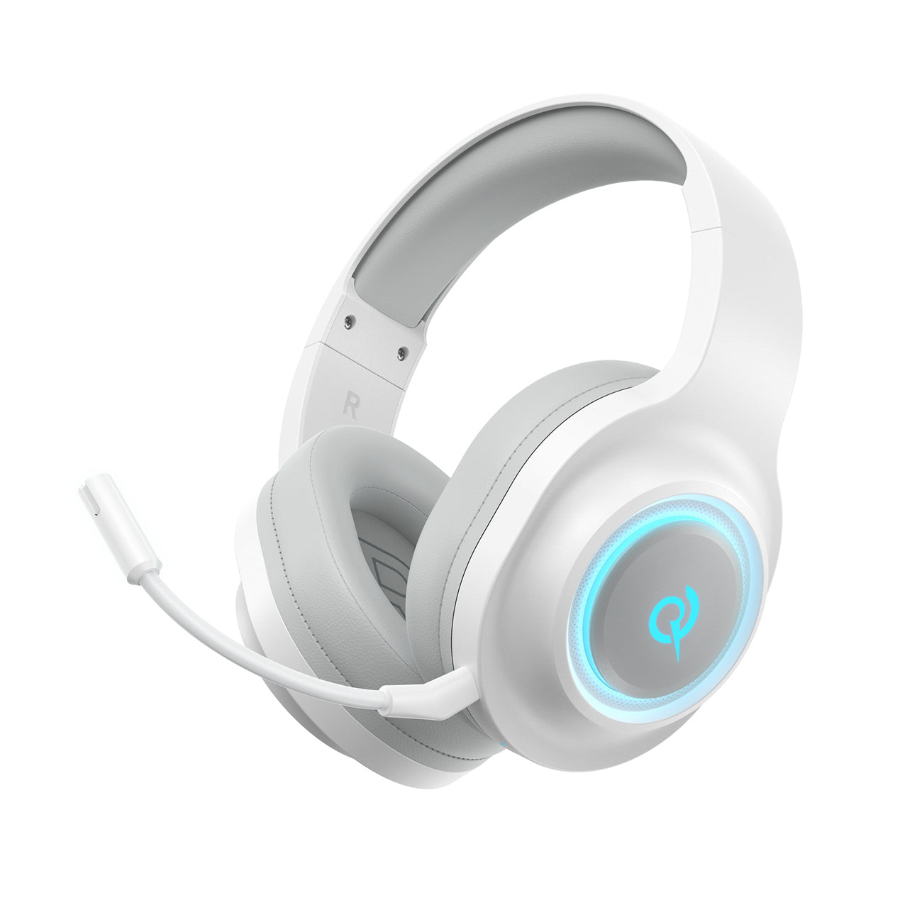 QCY Heroad V200 trijų režimų žaidimų ausinės su 7.1 garsu, 240 val. baterija ir nuimamu mikrofonu – baltos -- Headphones