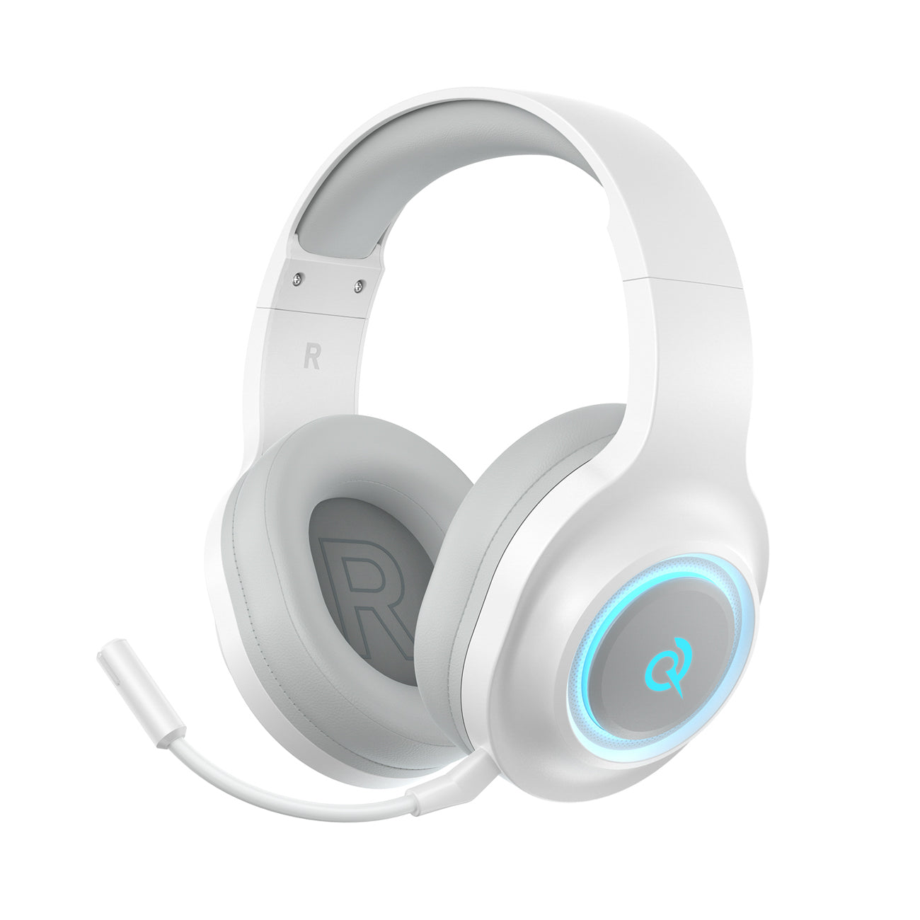 QCY Heroad V200 trijų režimų žaidimų ausinės su 7.1 garsu, 240 val. baterija ir nuimamu mikrofonu – baltos -- Headphones