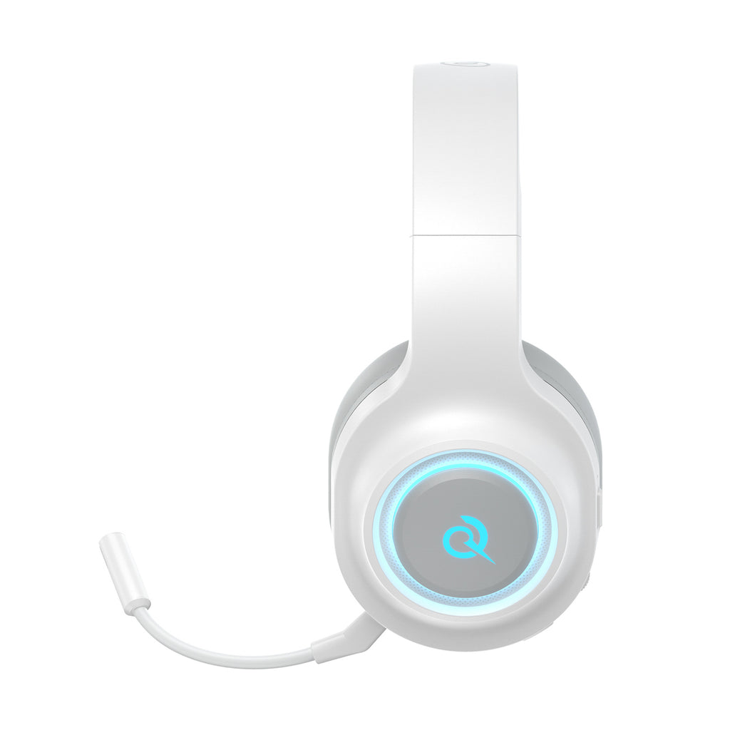 QCY Heroad V200 trijų režimų žaidimų ausinės su 7.1 garsu, 240 val. baterija ir nuimamu mikrofonu – baltos -- Headphones