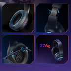 QCY Heroad V200 trijų režimų žaidimų ausinės su 7.1 garsu, 240 val. baterija ir nuimamu mikrofonu – juodos -- Headphones
