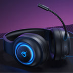 QCY Heroad V200 trijų režimų žaidimų ausinės su 7.1 garsu, 240 val. baterija ir nuimamu mikrofonu – juodos -- Headphones