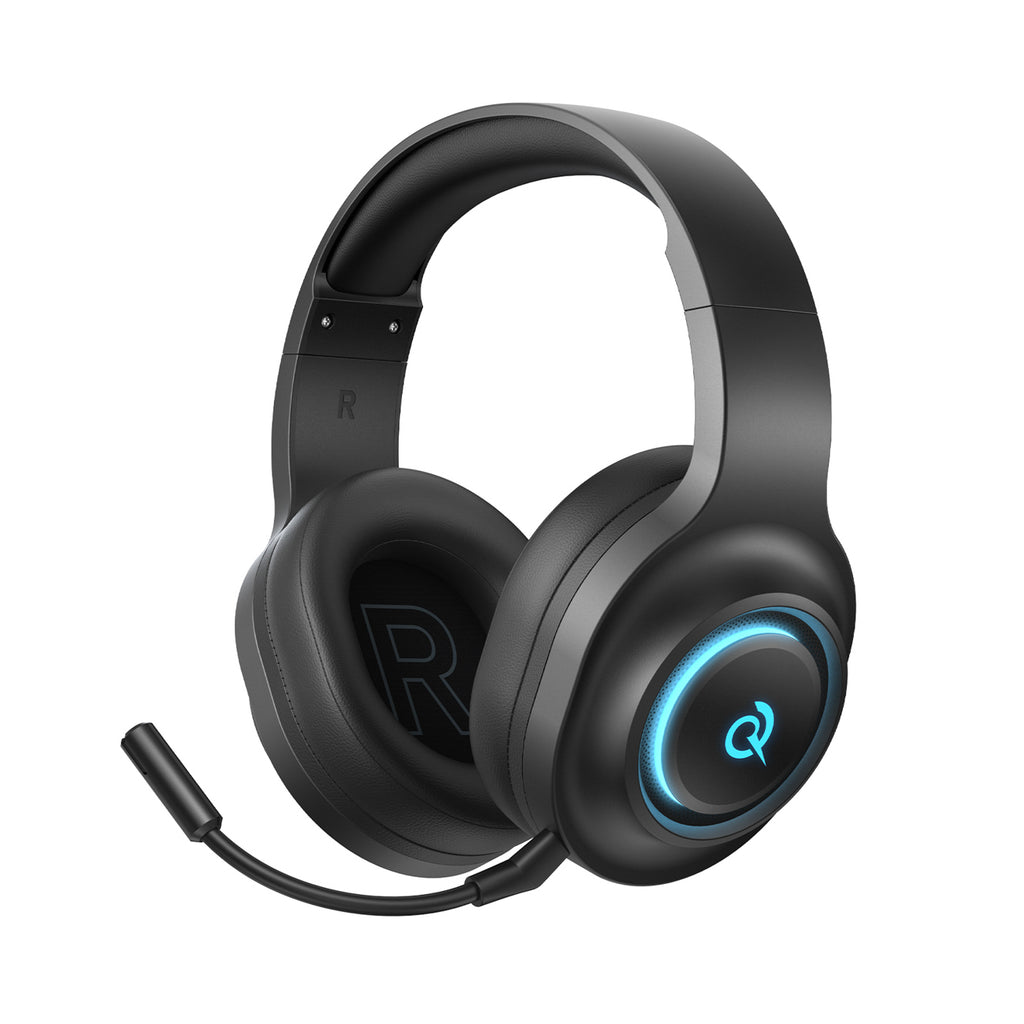 QCY Heroad V200 trijų režimų žaidimų ausinės su 7.1 garsu, 240 val. baterija ir nuimamu mikrofonu – juodos -- Headphones