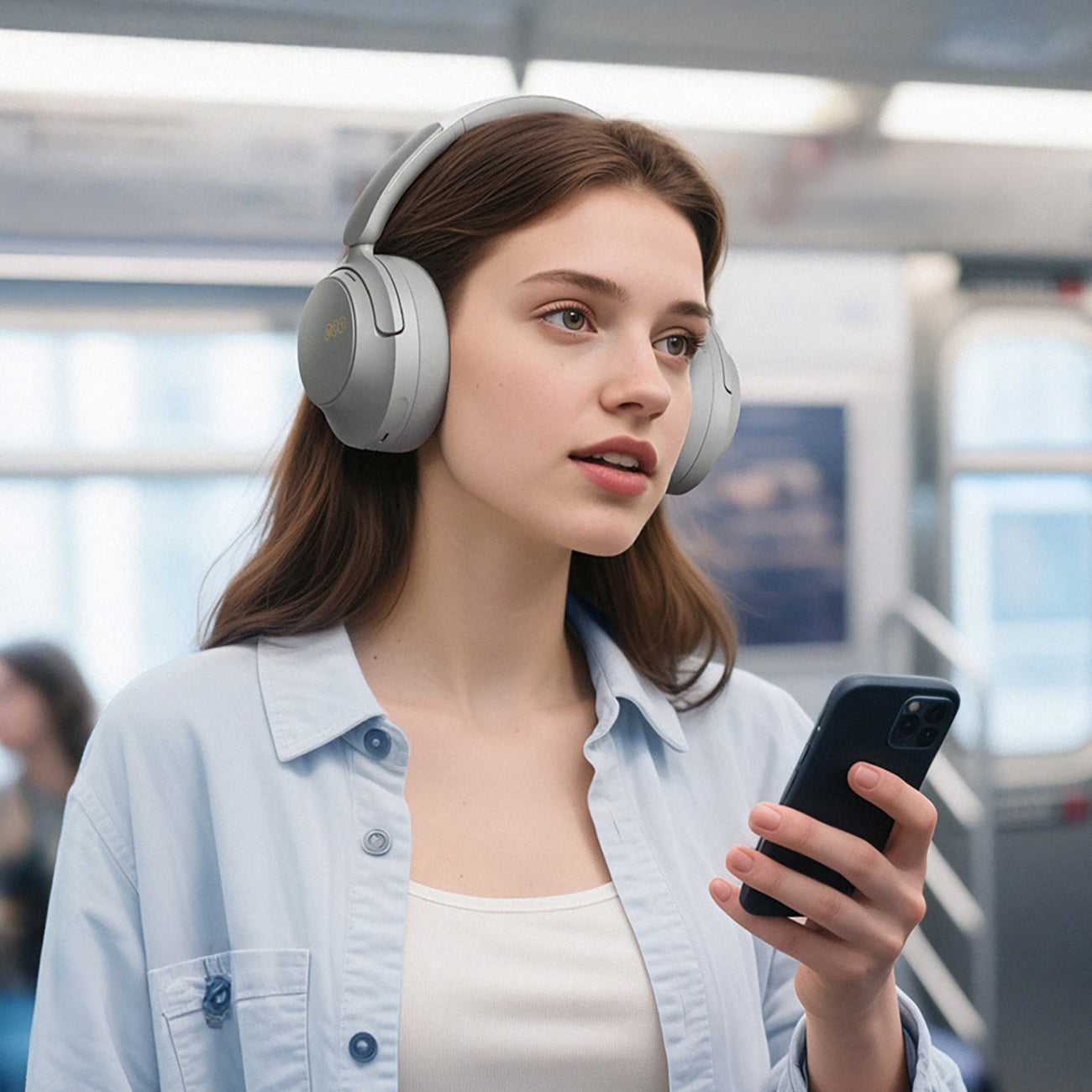 QCY H3S belaidės ant ausų ausinės su LDAC ir ANC triukšmo slopinimu – pilka -- Headphones