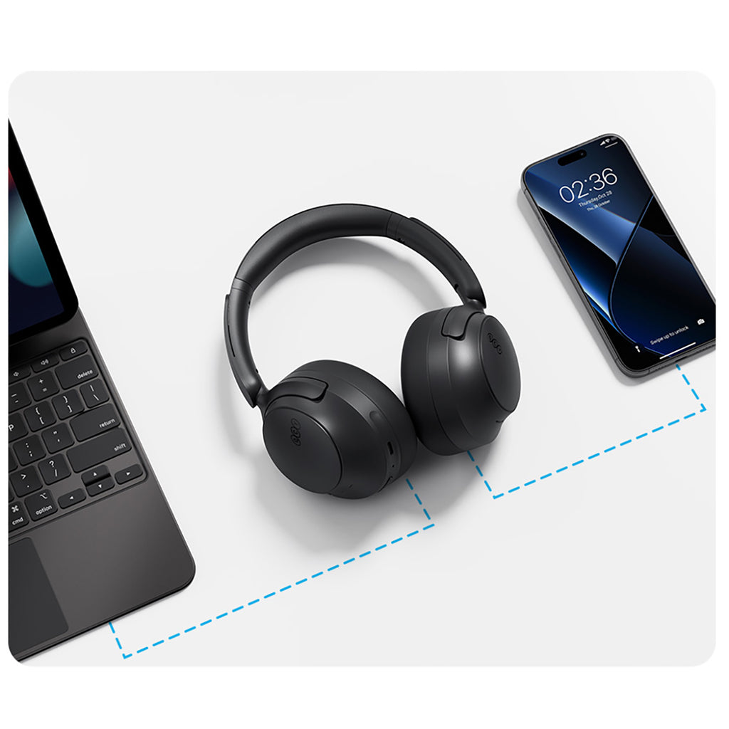 QCY H3S belaidės ant ausų ausinės su LDAC ir ANC triukšmo slopinimu – juoda -- Headphones