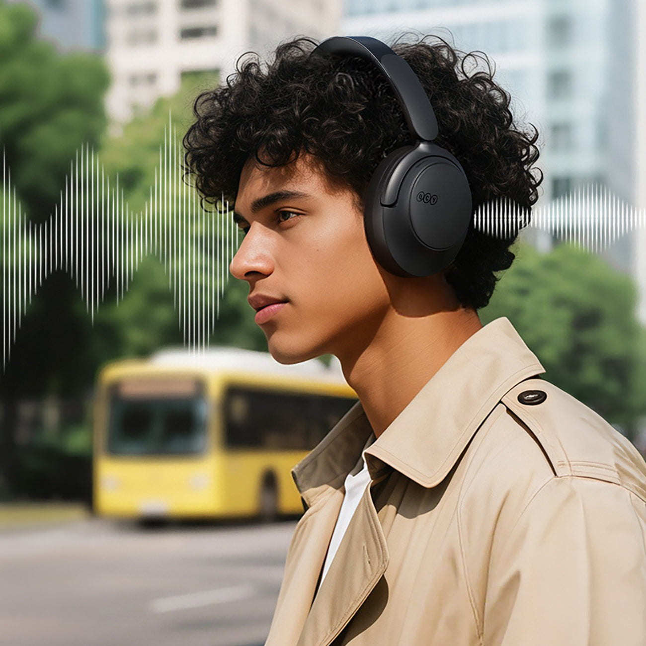 QCY H3S belaidės ant ausų ausinės su LDAC ir ANC triukšmo slopinimu – juoda -- Headphones