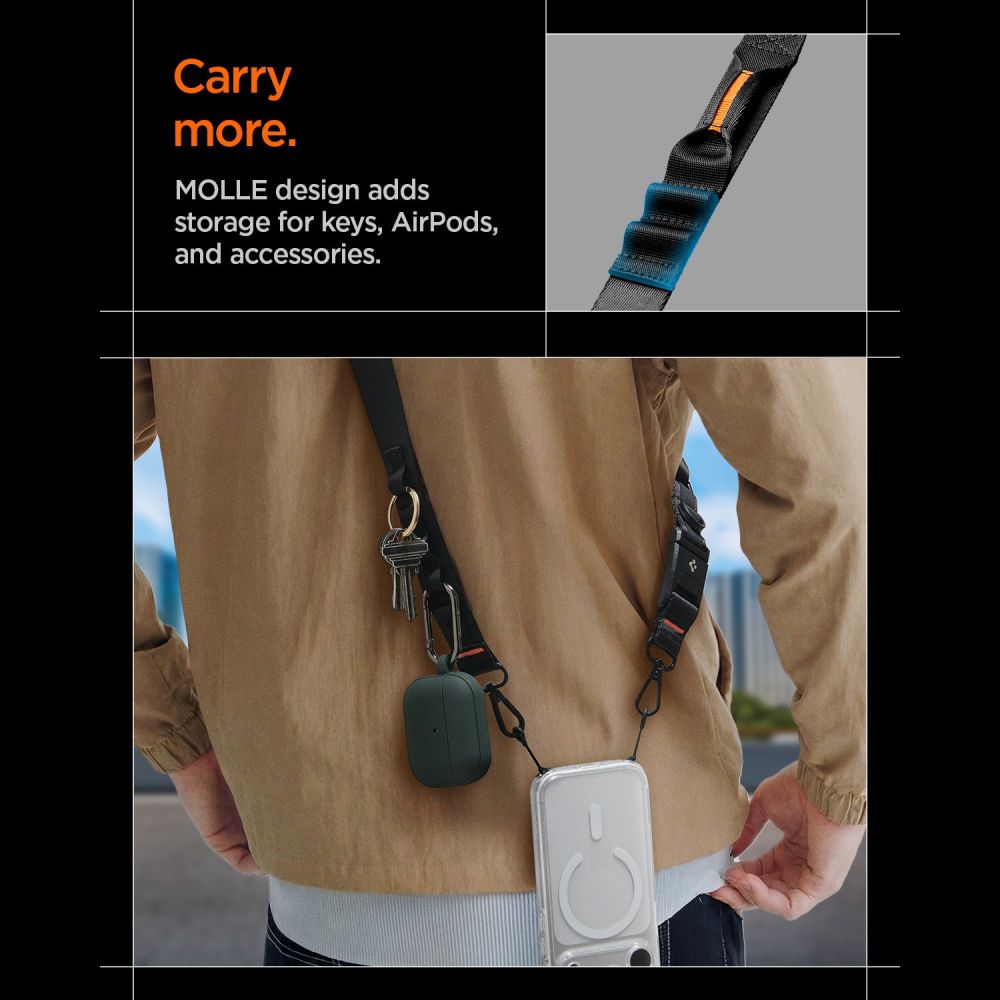 Spigen DA30M Stap Crossbody telefono dirželis - juodas