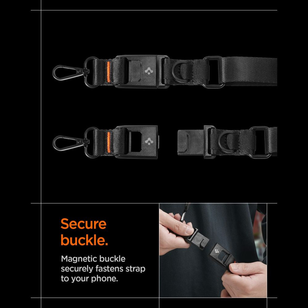 Spigen DA30M Stap Crossbody telefono dirželis - juodas