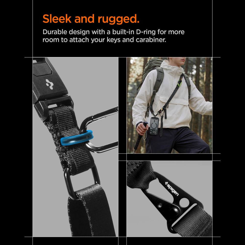 Spigen DA30M Stap Crossbody telefono dirželis - juodas