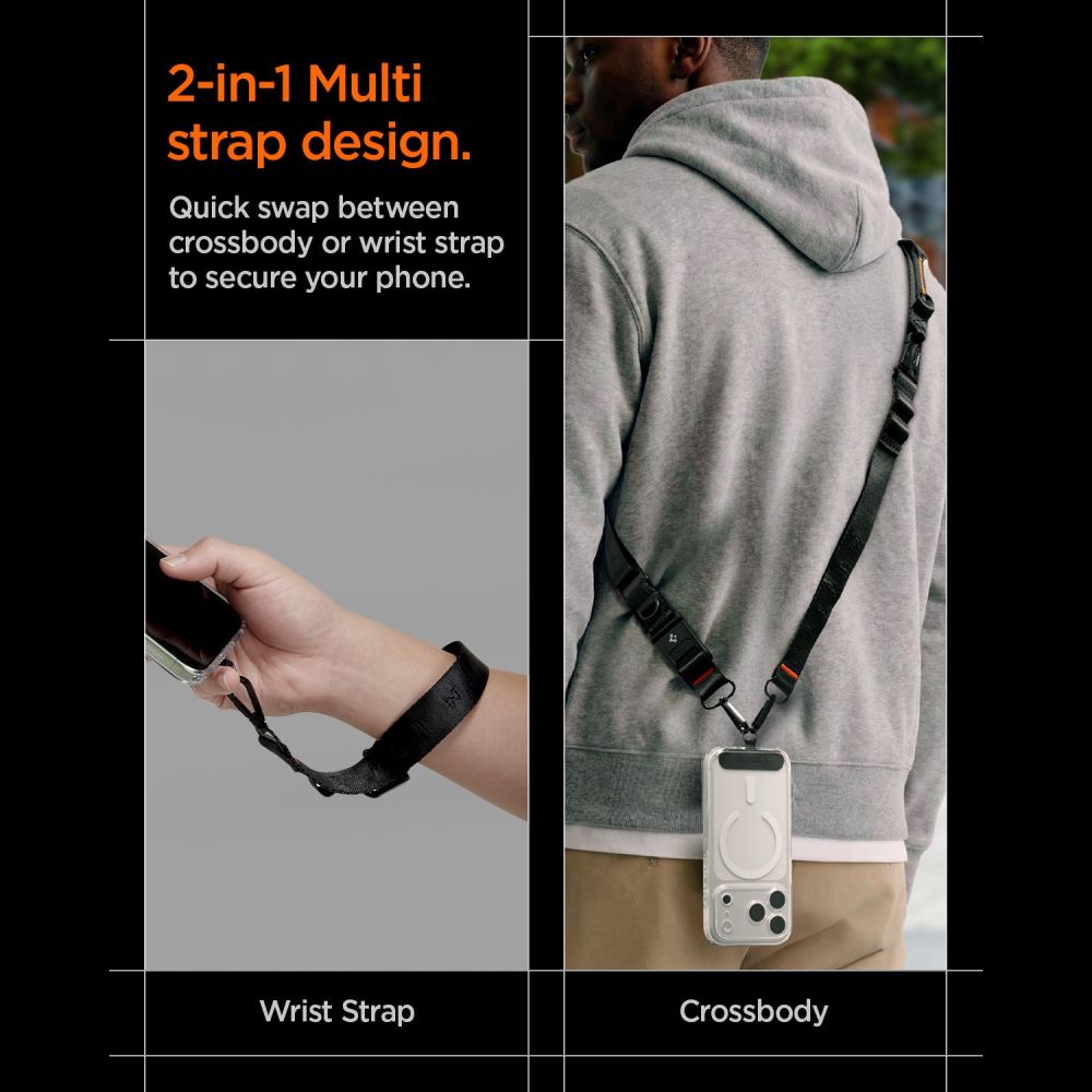 Spigen DA30M Stap Crossbody telefono dirželis - juodas