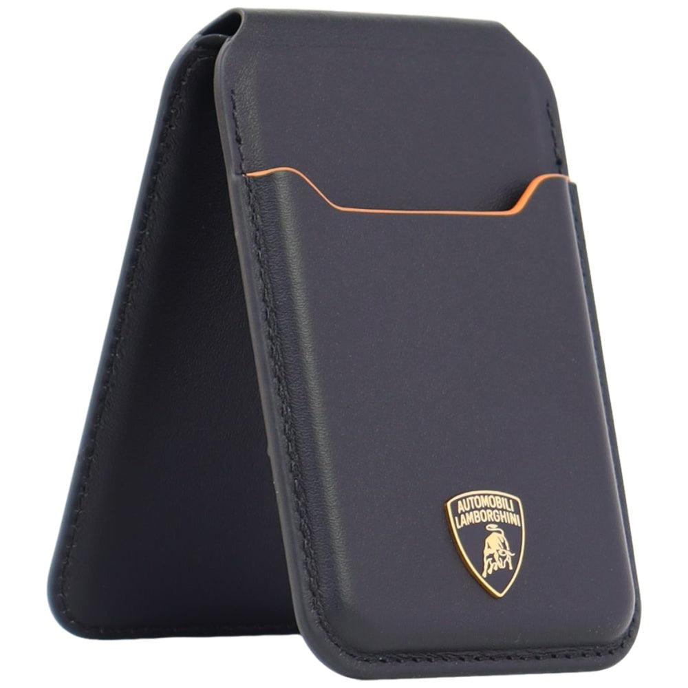 Lamborghini D1 natūralios odos MagSafe telefono piniginė – juoda ir oranžinė -- Uncategorized