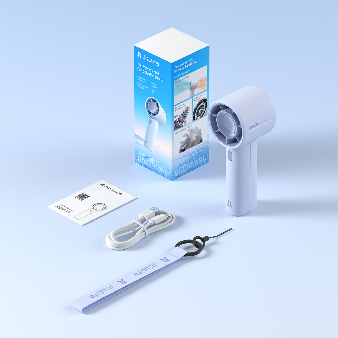 Jisulife Handheld Fan 10 4000mAh nešiojamasis USB ventiliatorius - mėlynas -- Handheld Fans