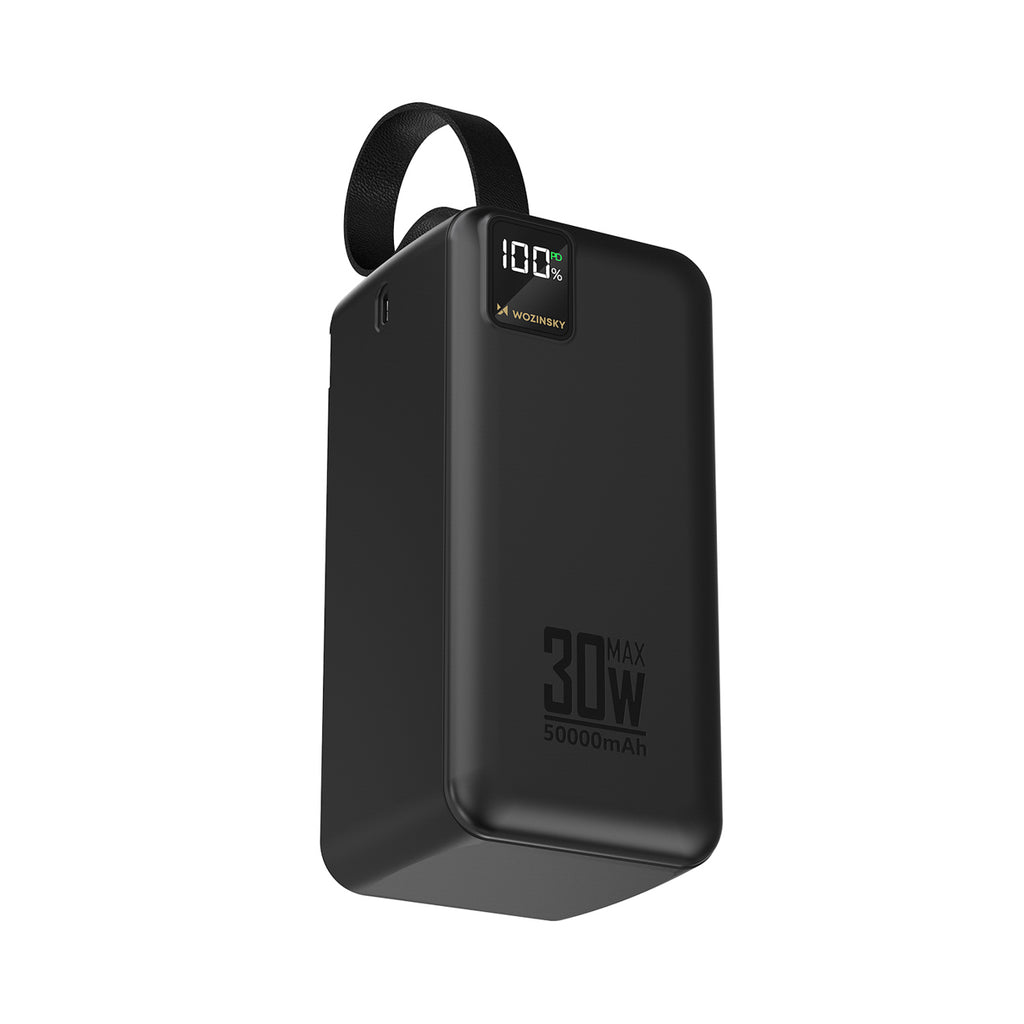 Powerbankas Wozinsky W8-B 50000mAh 30W 2x USB-A ir 2x USB-C ir USB micro su žibintu - juodas -- Powerbanks