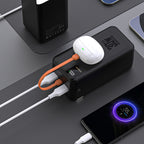 Powerbankas Wozinsky W8-B 50000mAh 30W 2x USB-A ir 2x USB-C ir USB micro su žibintu - juodas -- Powerbanks