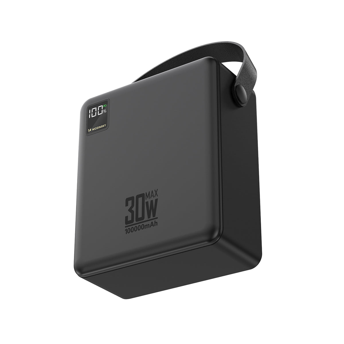 Wozinsky W8-B Powerbank 100000 mAh 30W 2x USB-A ir 2x USB-C su žibintuvėliu - Juoda -- Powerbanks