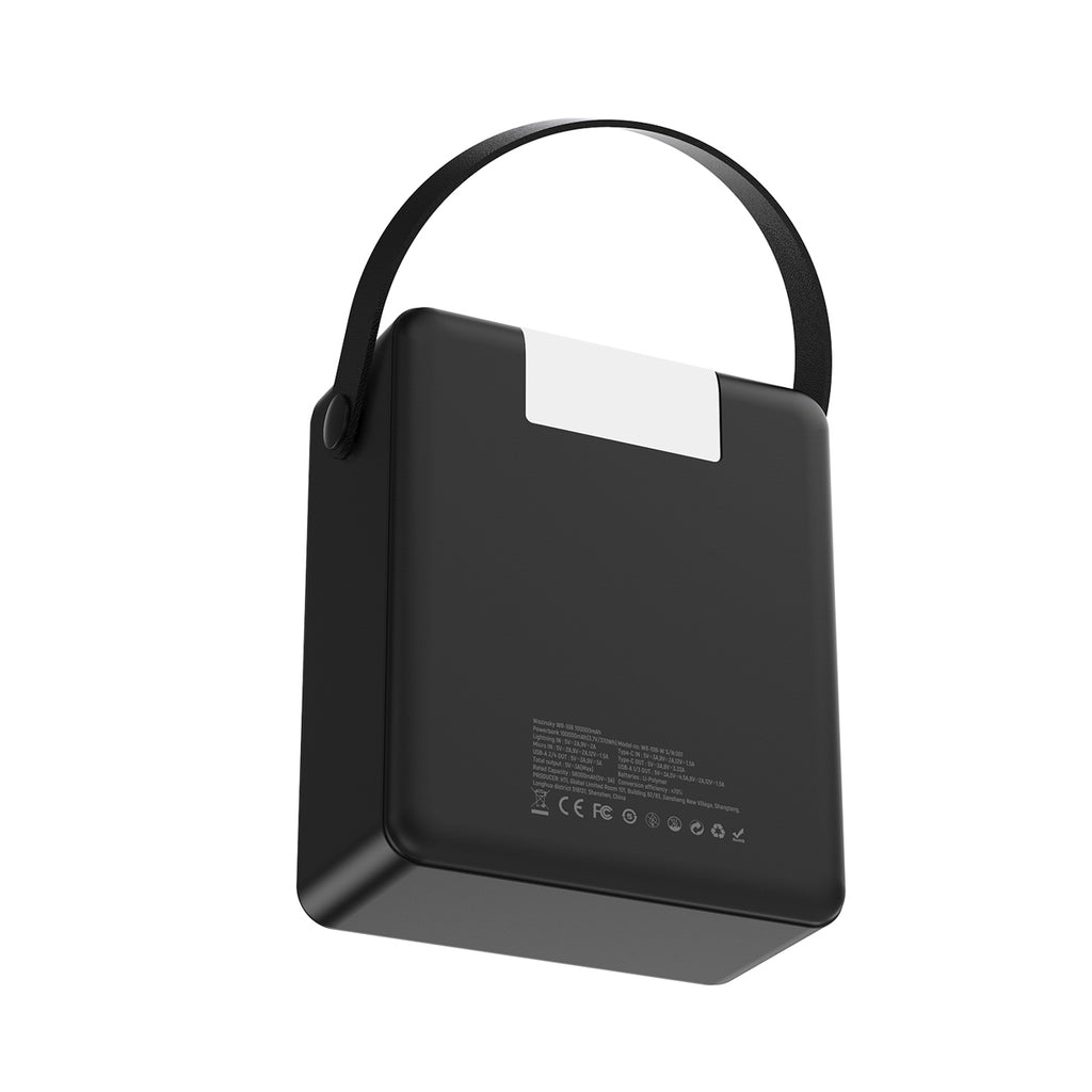 Wozinsky W8-B Powerbank 100000 mAh 30W 2x USB-A ir 2x USB-C su žibintuvėliu - Juoda -- Powerbanks