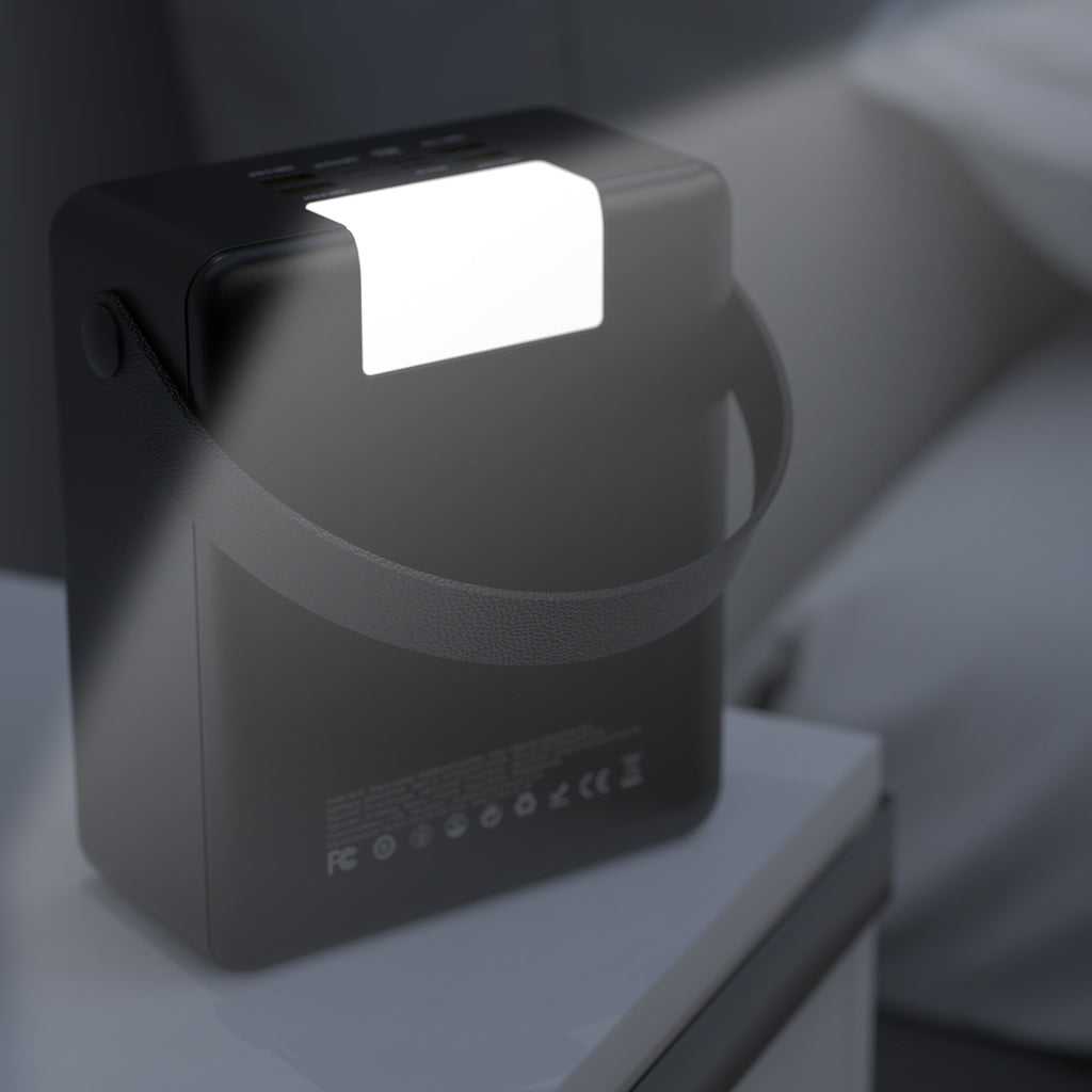 Wozinsky W8-B Powerbank 100000 mAh 30W 2x USB-A ir 2x USB-C su žibintuvėliu - Juoda -- Powerbanks