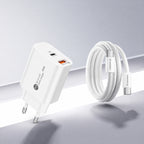 Wozinsky WLS-20W 20W USB-A USB-C sieninis įkroviklis su 1m USB-C - USB-C kabeliu - Baltas -- Cell phone chargers