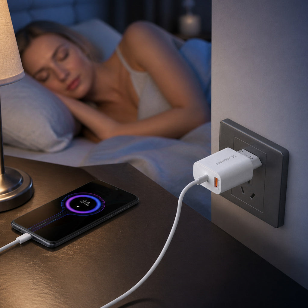 Wozinsky WLS-20W 20W USB-A USB-C sieninis įkroviklis su 1m USB-C - USB-C kabeliu - Baltas -- Cell phone chargers