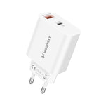 Wozinsky WLS-20W 20W USB-A USB-C sieninis įkroviklis su 1m USB-C - USB-C kabeliu - Baltas -- Cell phone chargers