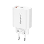 Wozinsky WLS-20W 20W USB-A USB-C sieninis įkroviklis su 1m USB-C - USB-C kabeliu - Baltas -- Cell phone chargers