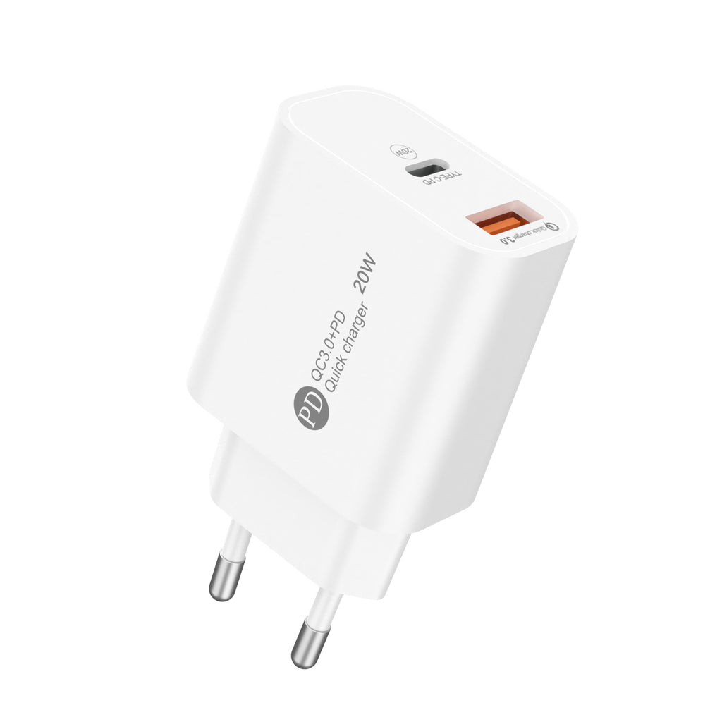 Wozinsky WLS-20W 20W USB-A USB-C sieninis įkroviklis su 1m USB-C - USB-C kabeliu - Baltas -- Cell phone chargers